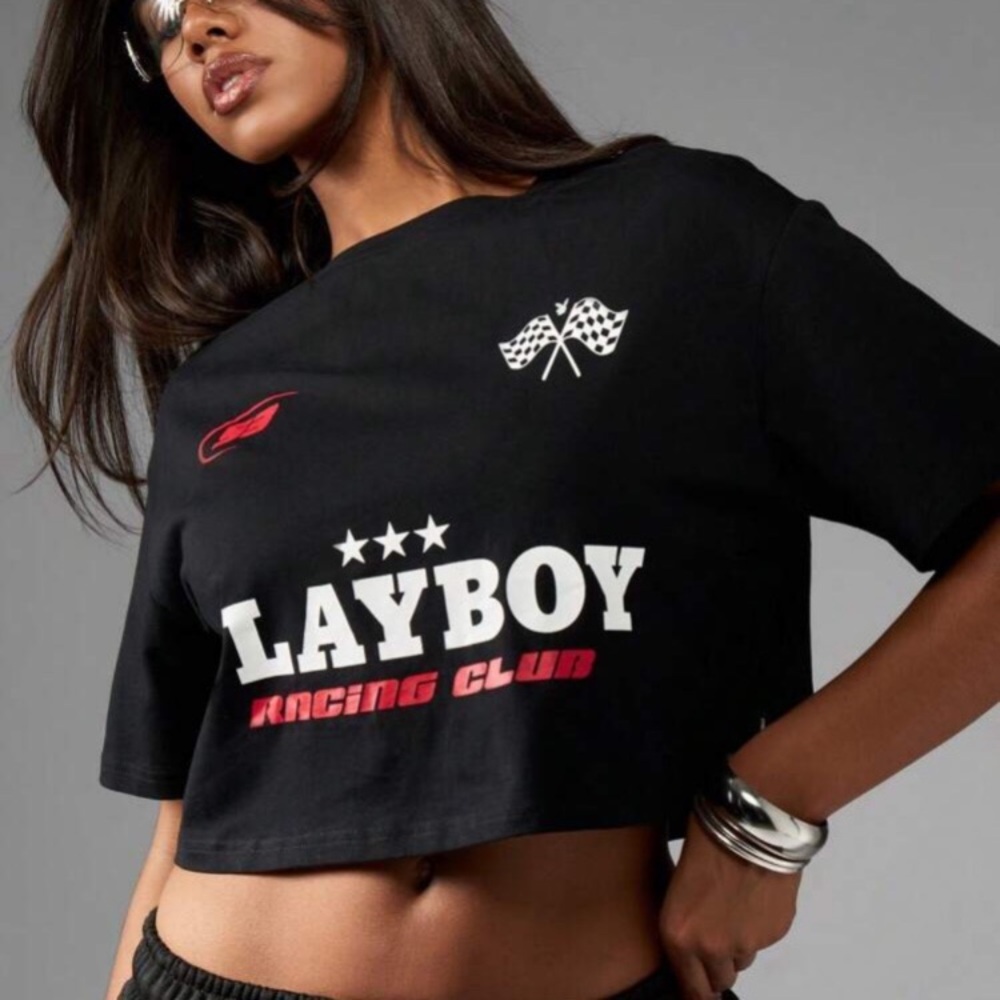 Black Racing Club Graphic Crop Top